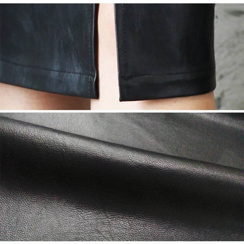 Full length view of the black pencil skirt