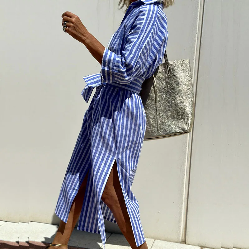 Striped shirt dress in another colourway
