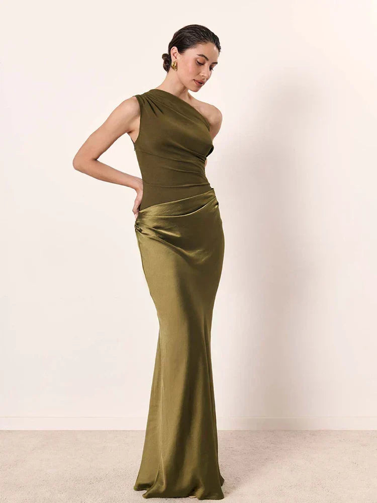Sophia Satin Maxi Dress with a Guilt