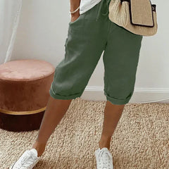 Aleah linen cotton trousers in a deeper colourway