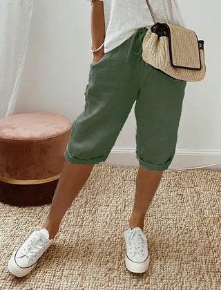 Aleah linen cotton trousers in a deeper colourway