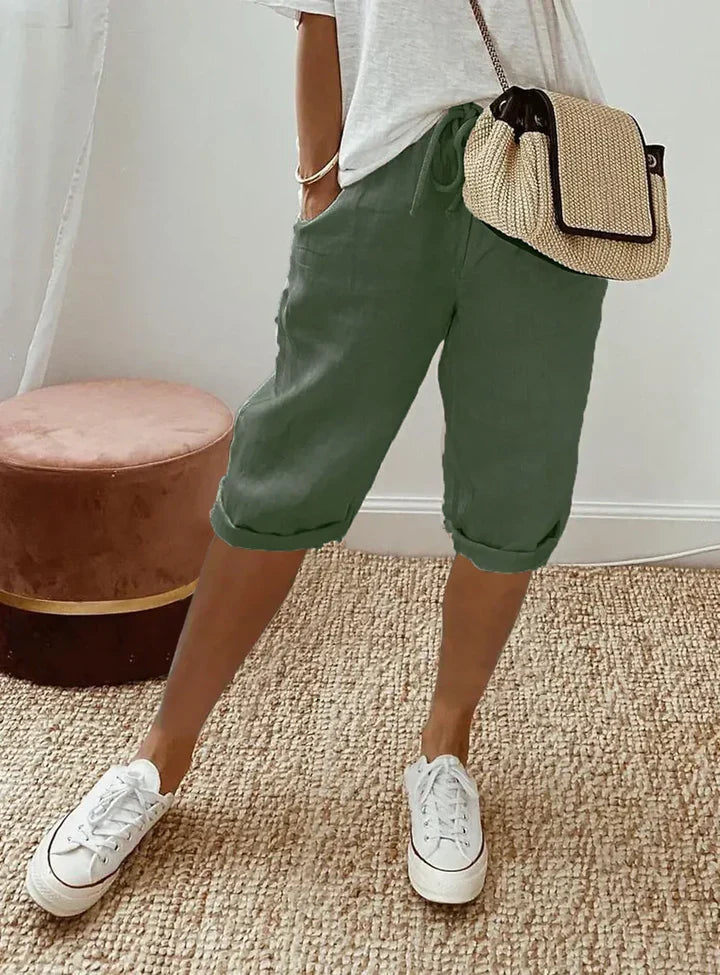 Aleah linen cotton trousers in a deeper colourway
