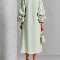 Eloise Floral-Cuff Midi Dress