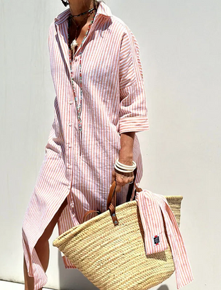 Striped shirt dress front view