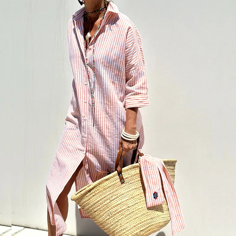Striped shirt dress front view