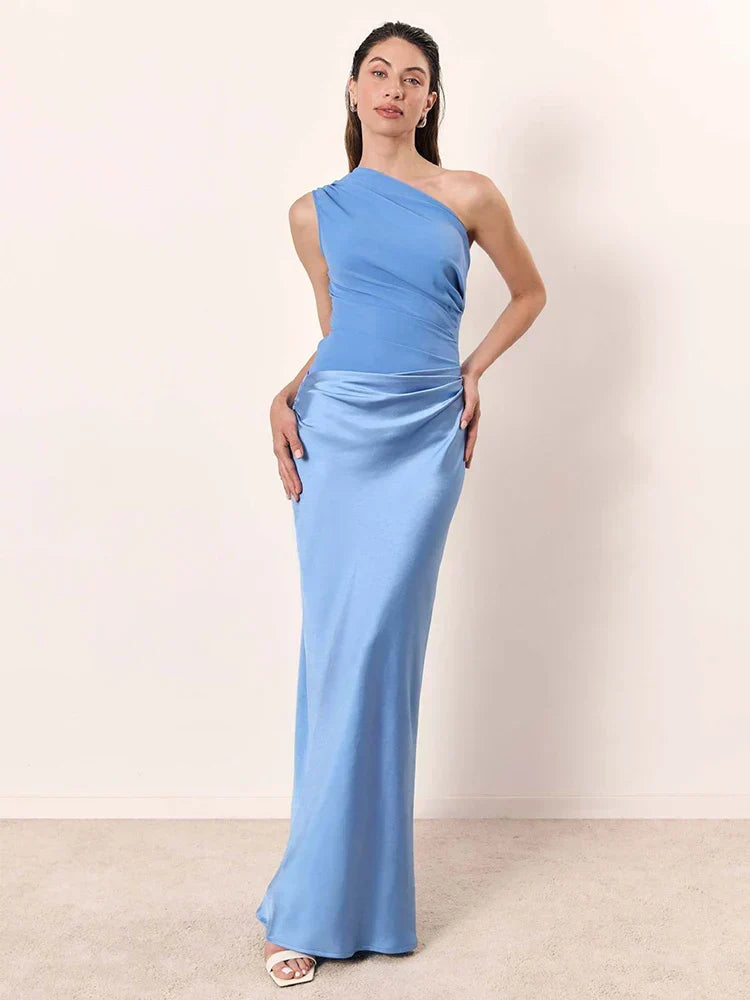 Sophia Satin Maxi Dress with a Guilt