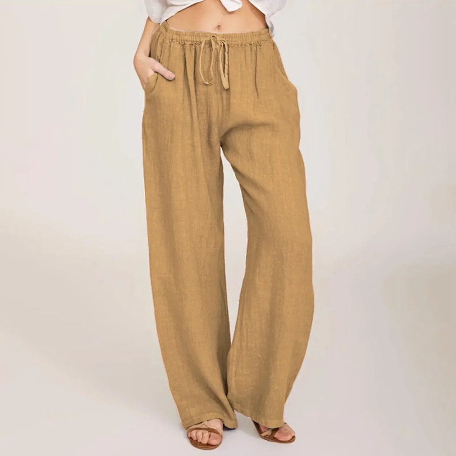 Rowyn cotton linen pants front view