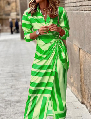 Elvina Printed Wrap Dress with Collared Neckline