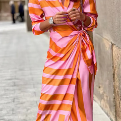 Elvina Printed Wrap Dress with Collared Neckline
