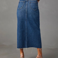 Denim skirt in a lighter blue wash