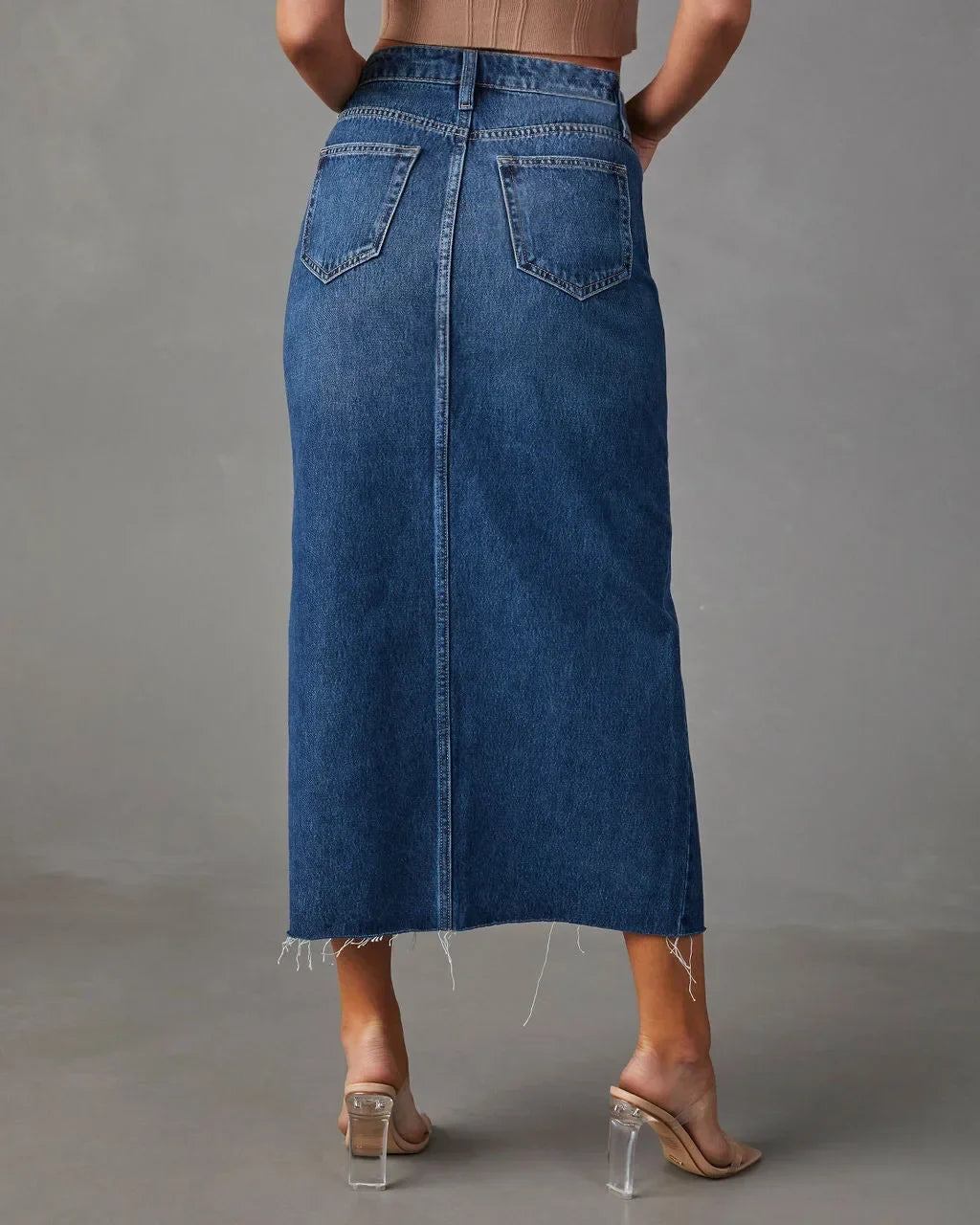 Denim skirt in a lighter blue wash