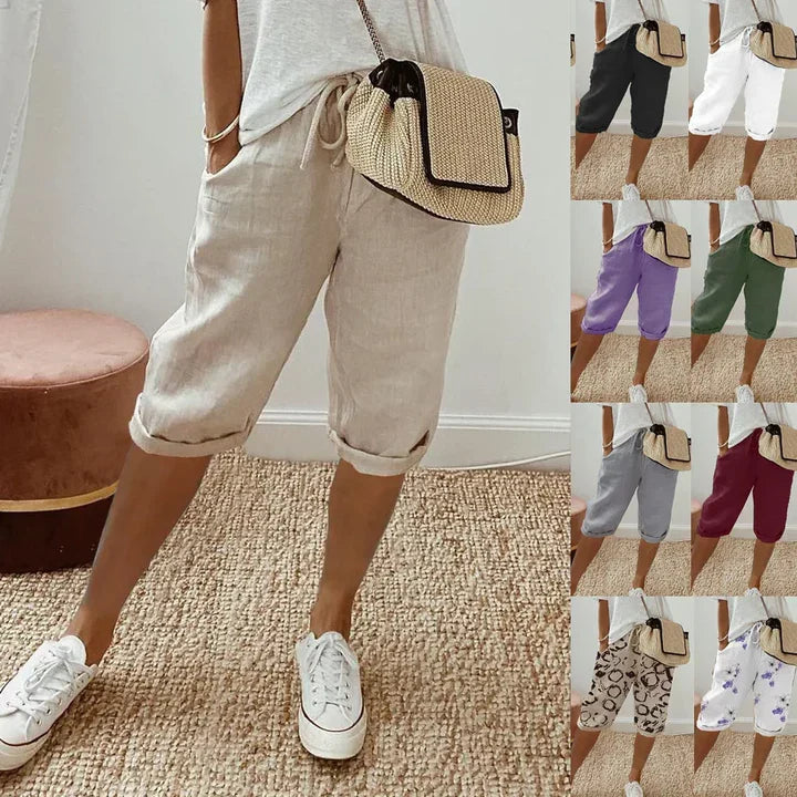 Aleah linen cotton trousers, front view