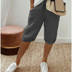 Aleah linen cotton trousers, back view