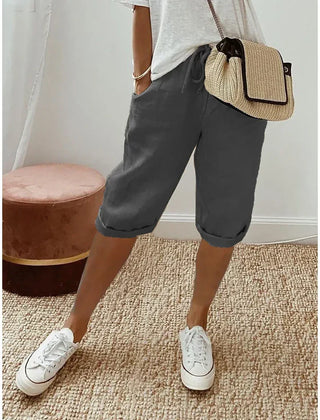 Aleah linen cotton trousers, back view