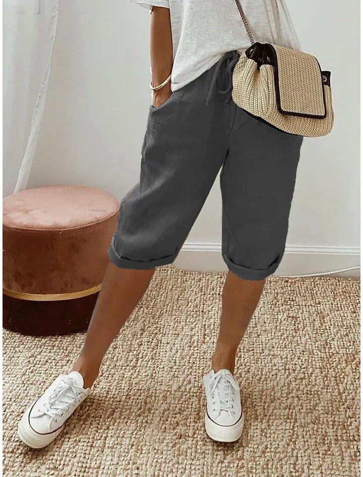 Aleah linen cotton trousers, back view