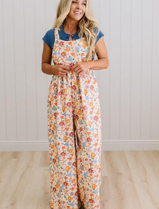 Marlowe floral wide leg overalls, front