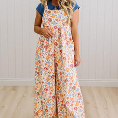 Marlowe floral wide leg overalls, print detail