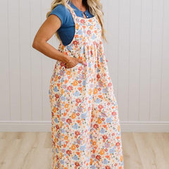 Marlowe floral wide leg overalls, detail