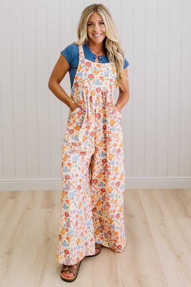 Marlowe floral wide leg overalls
