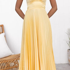 Malka Pleated V-Neck Maxi Dress