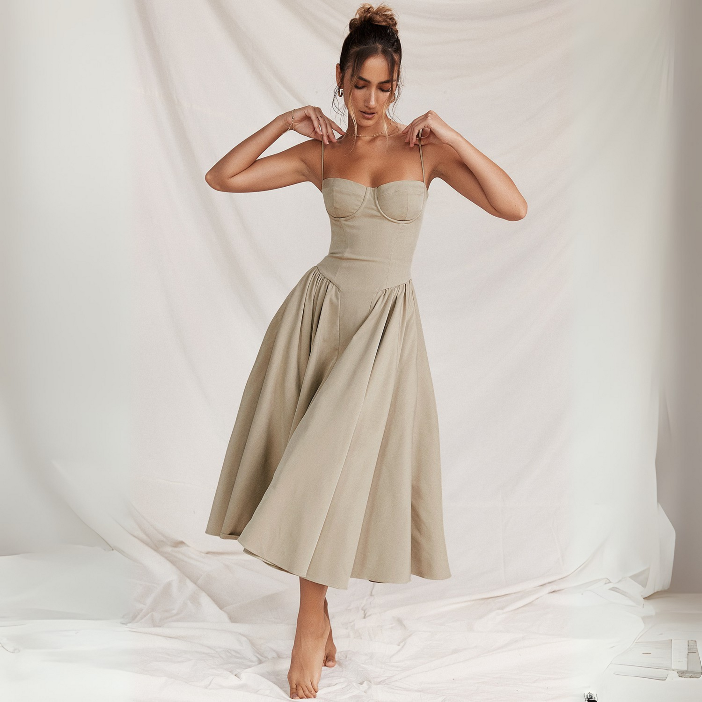 Spaghetti strap dress styled view