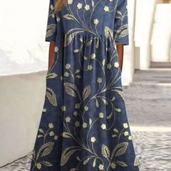 Relaxed embroidered midi dress front view