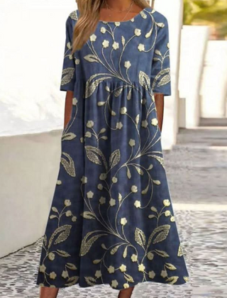 Relaxed embroidered midi dress front view