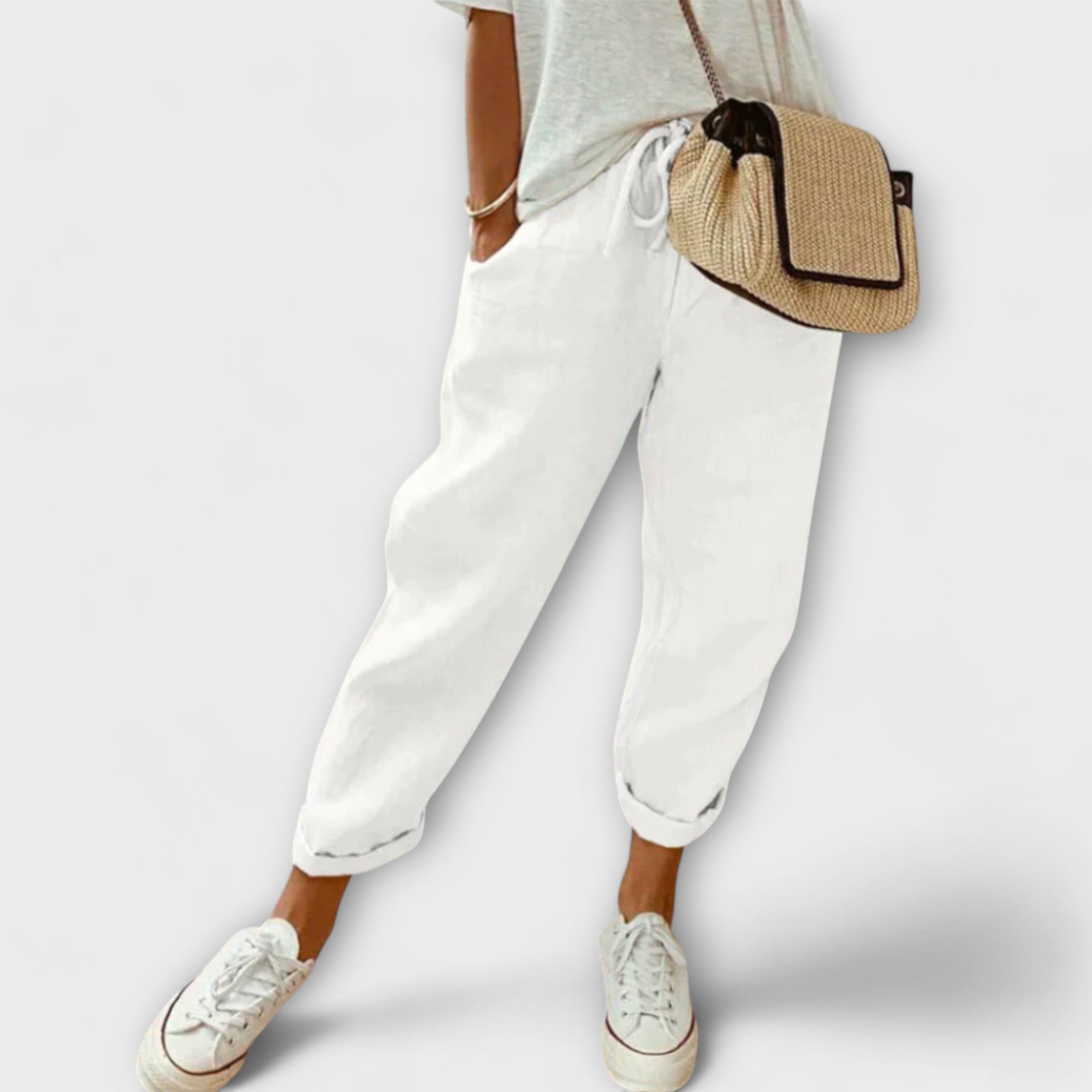 Janelle linen trousers in white