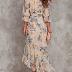 Cassia Floral Maxi Dress with Tiered Ruffle Skirt