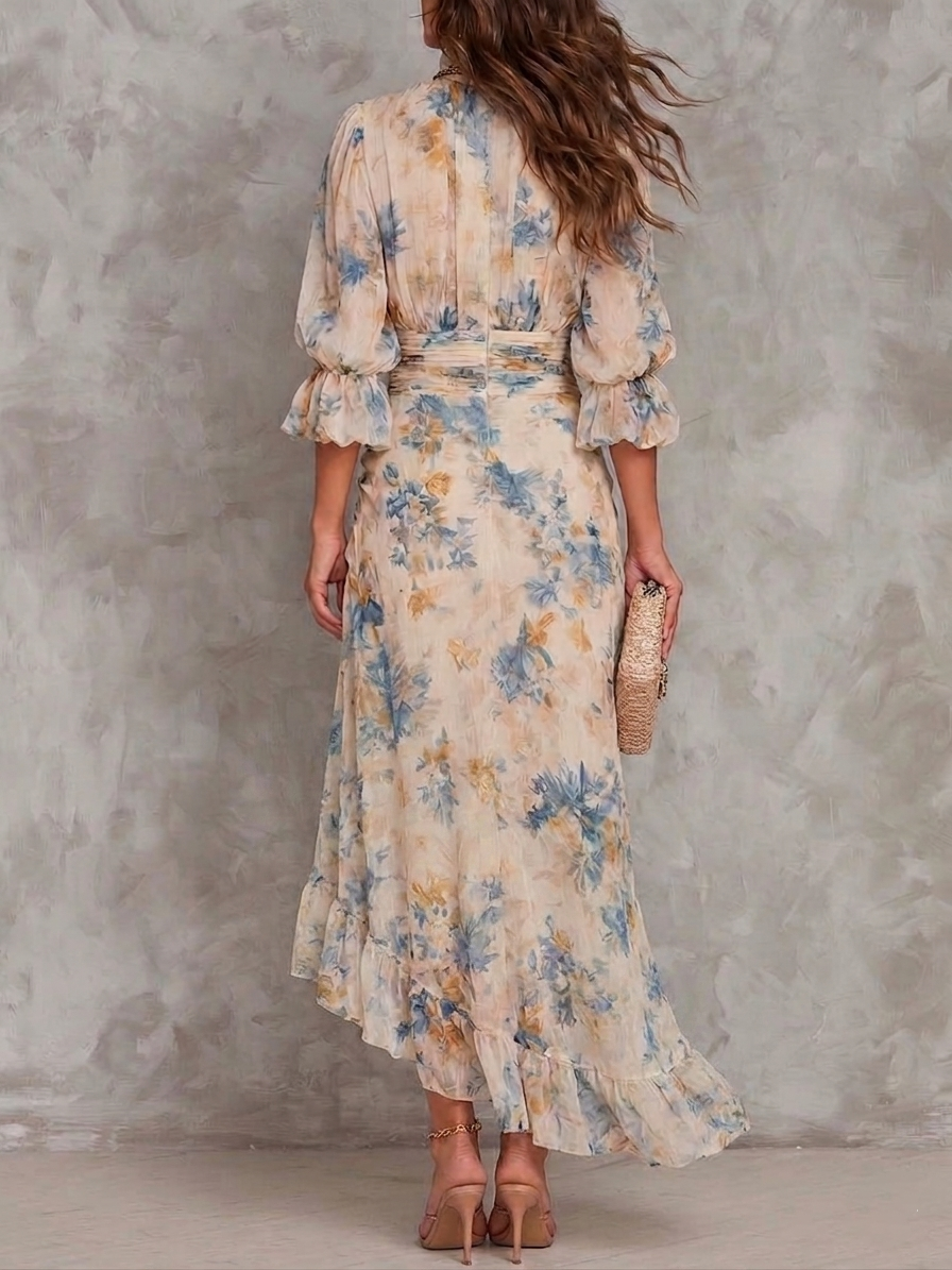 Cassia Floral Maxi Dress with Tiered Ruffle Skirt