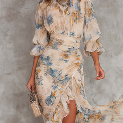 Cassia Floral Maxi Dress with Tiered Ruffle Skirt