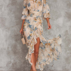 Cassia Floral Maxi Dress with Tiered Ruffle Skirt