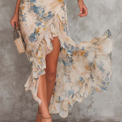 Cassia Floral Maxi Dress with Tiered Ruffle Skirt
