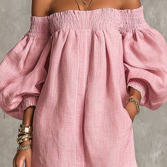 Rosaline Off-Shoulder Puff-Sleeve Mini Dress