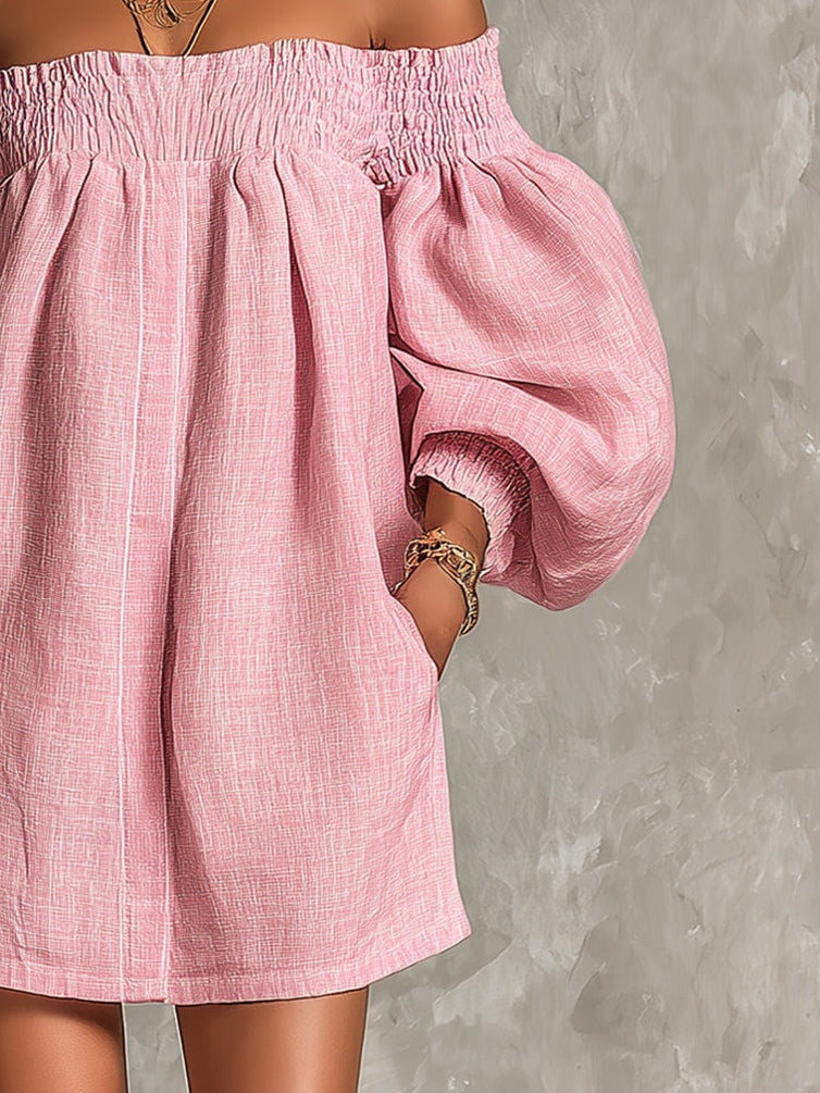 Rosaline Off-Shoulder Puff-Sleeve Mini Dress