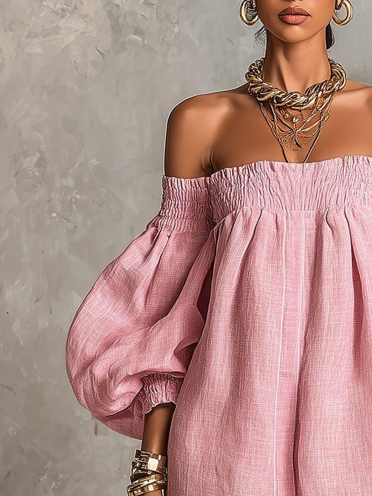 Rosaline Off-Shoulder Puff-Sleeve Mini Dress