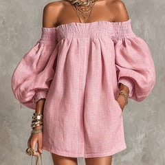 Rosaline Off-Shoulder Puff-Sleeve Mini Dress