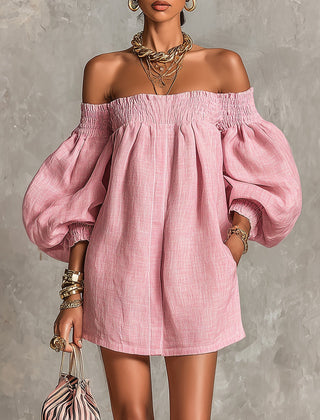 Rosaline Off-Shoulder Puff-Sleeve Mini Dress