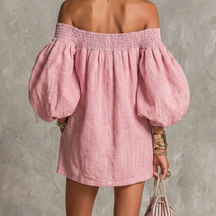 Rosaline Off-Shoulder Puff-Sleeve Mini Dress