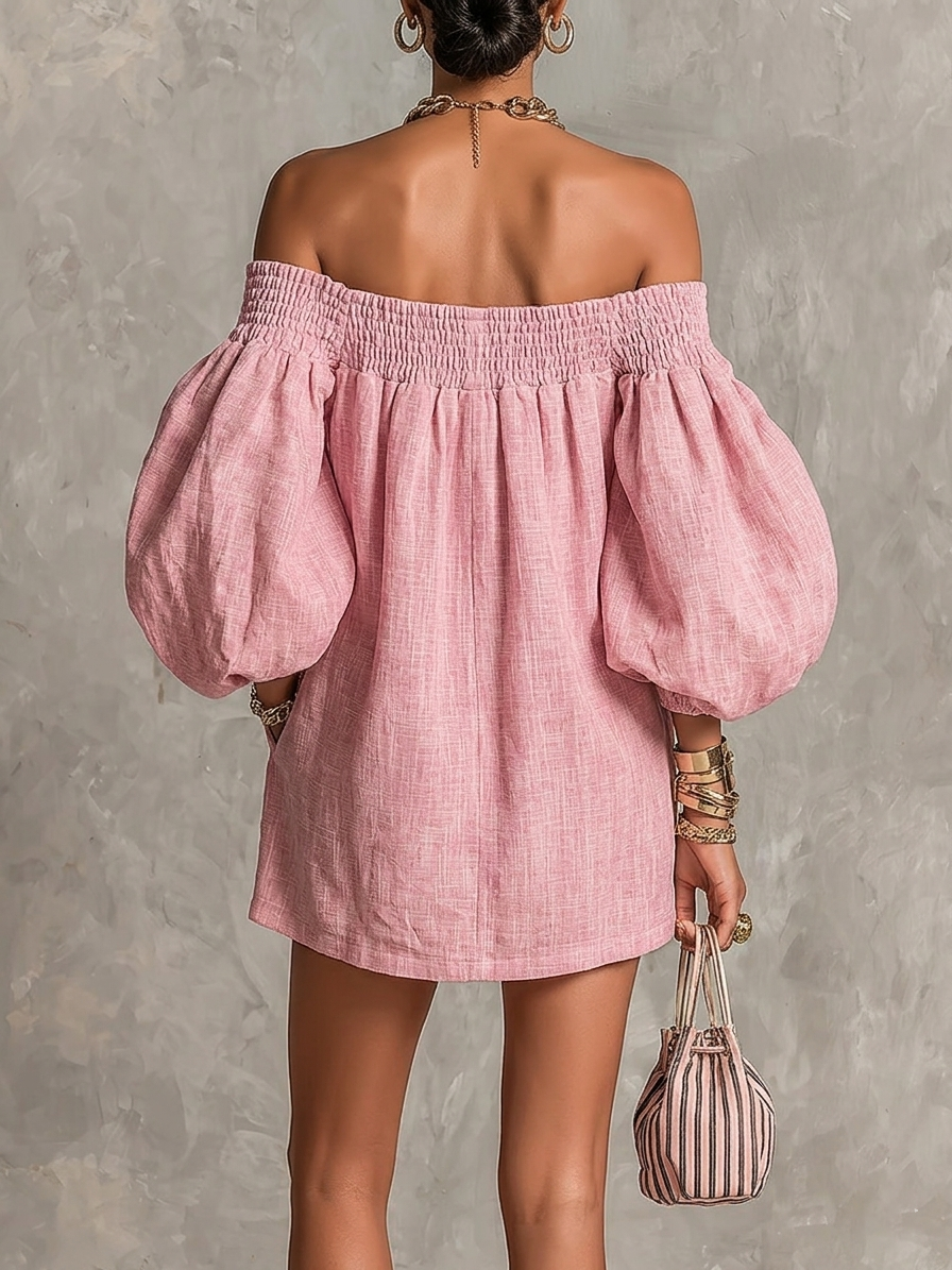 Rosaline Off-Shoulder Puff-Sleeve Mini Dress