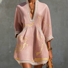 Gemma Lace-Trimmed V-Neck Mini Dress