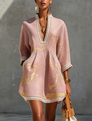 Gemma Lace-Trimmed V-Neck Mini Dress