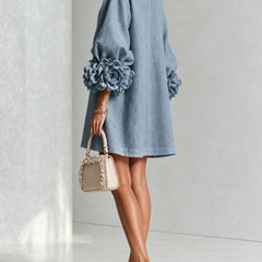 Cleo Floral-Trimmed Mini Dress with Button Front