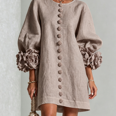 Zara Floral-Cuff Button Mini Dress