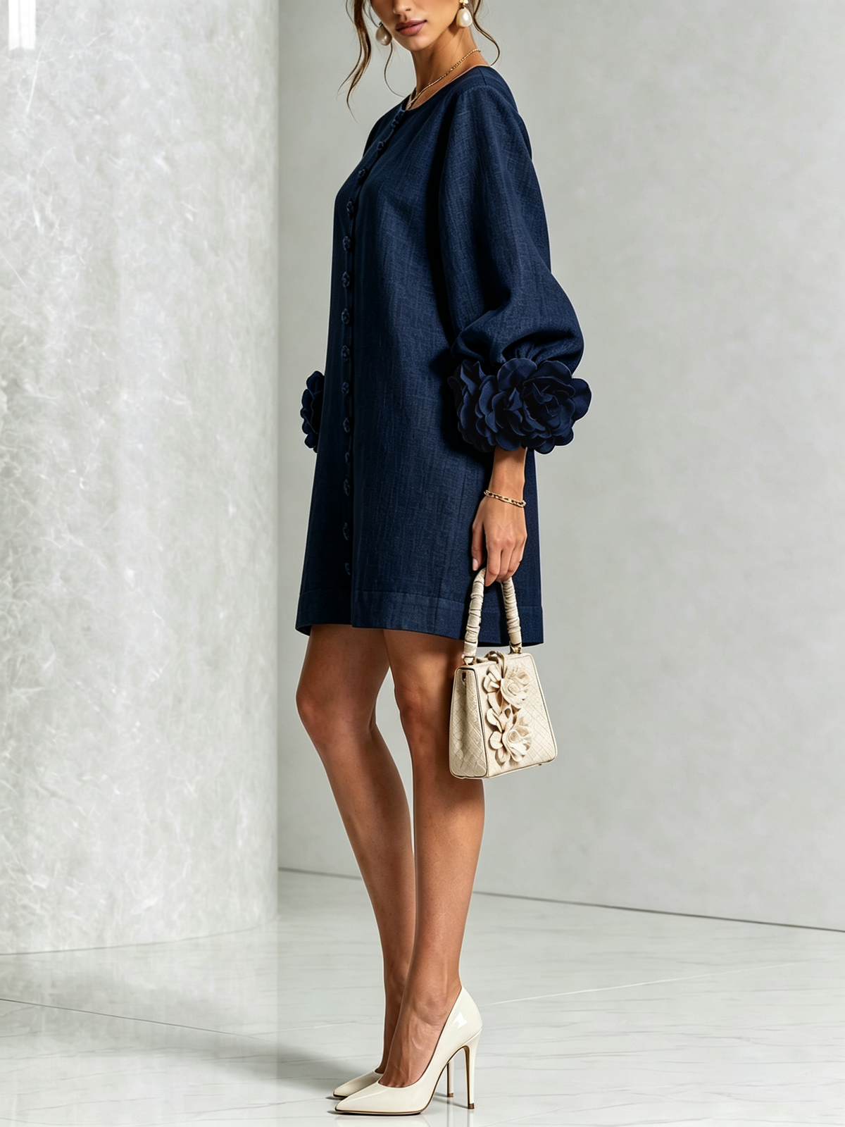 Annika Rosette-Cuff Mini Dress