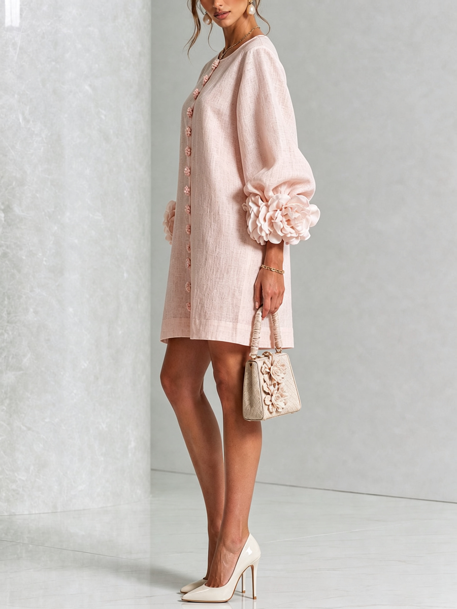 Yvette Floral-Trimmed Statement Mini Dress