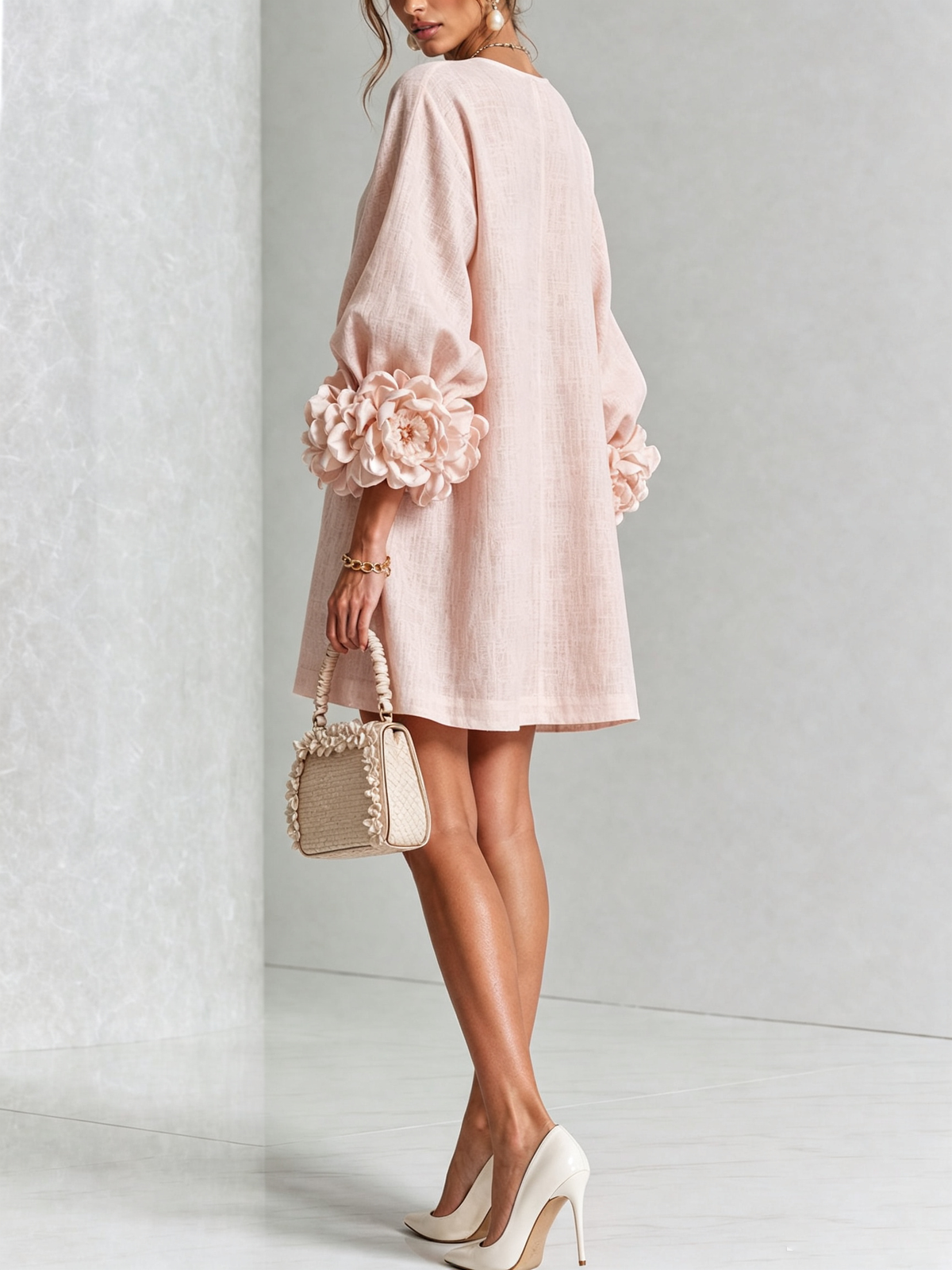 Yvette Floral-Trimmed Statement Mini Dress