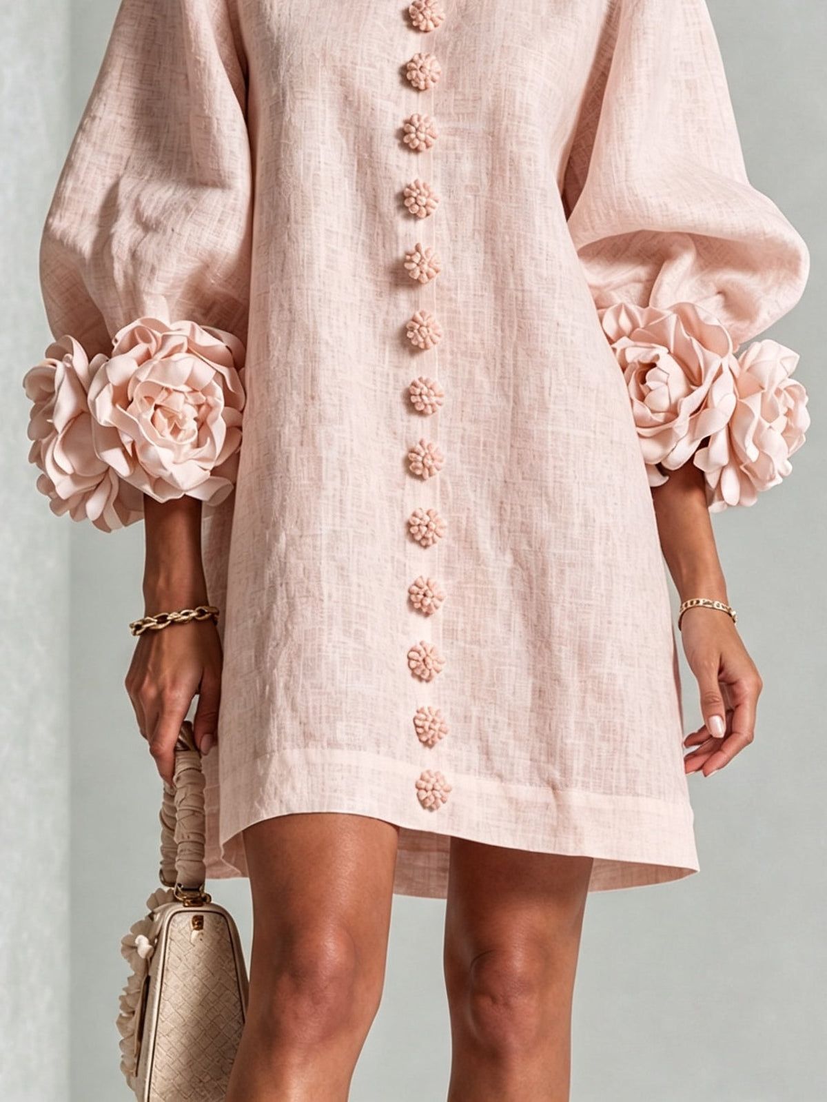 Yvette Floral-Trimmed Statement Mini Dress
