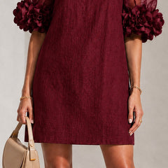 Francesca Floral-Cuff Puff-Sleeve Mini Dress