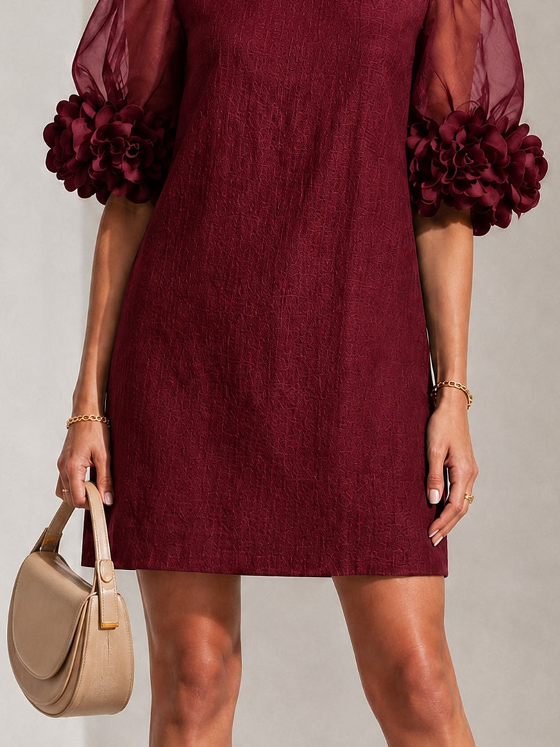 Francesca Floral-Cuff Puff-Sleeve Mini Dress